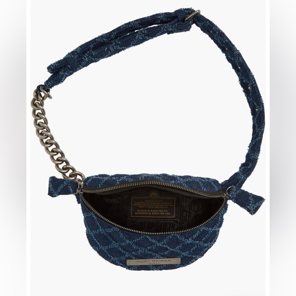NWT Kurt Geiger Small Brixton Denim Quilt Belt Bag - Picture 6 of 14
